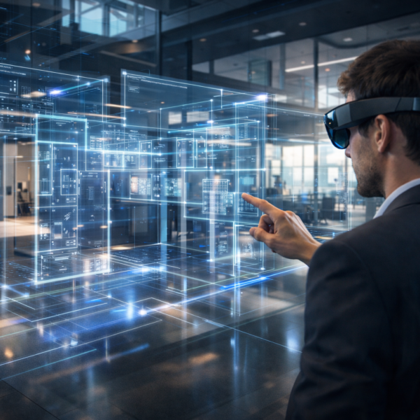 Mixed reality visualization of a modern building