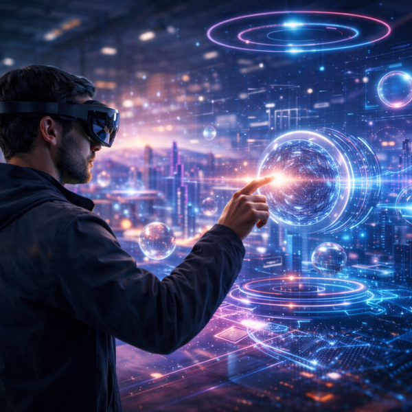 Next-generation mixed reality experience combining real environment with immersive virtual elements, holographic